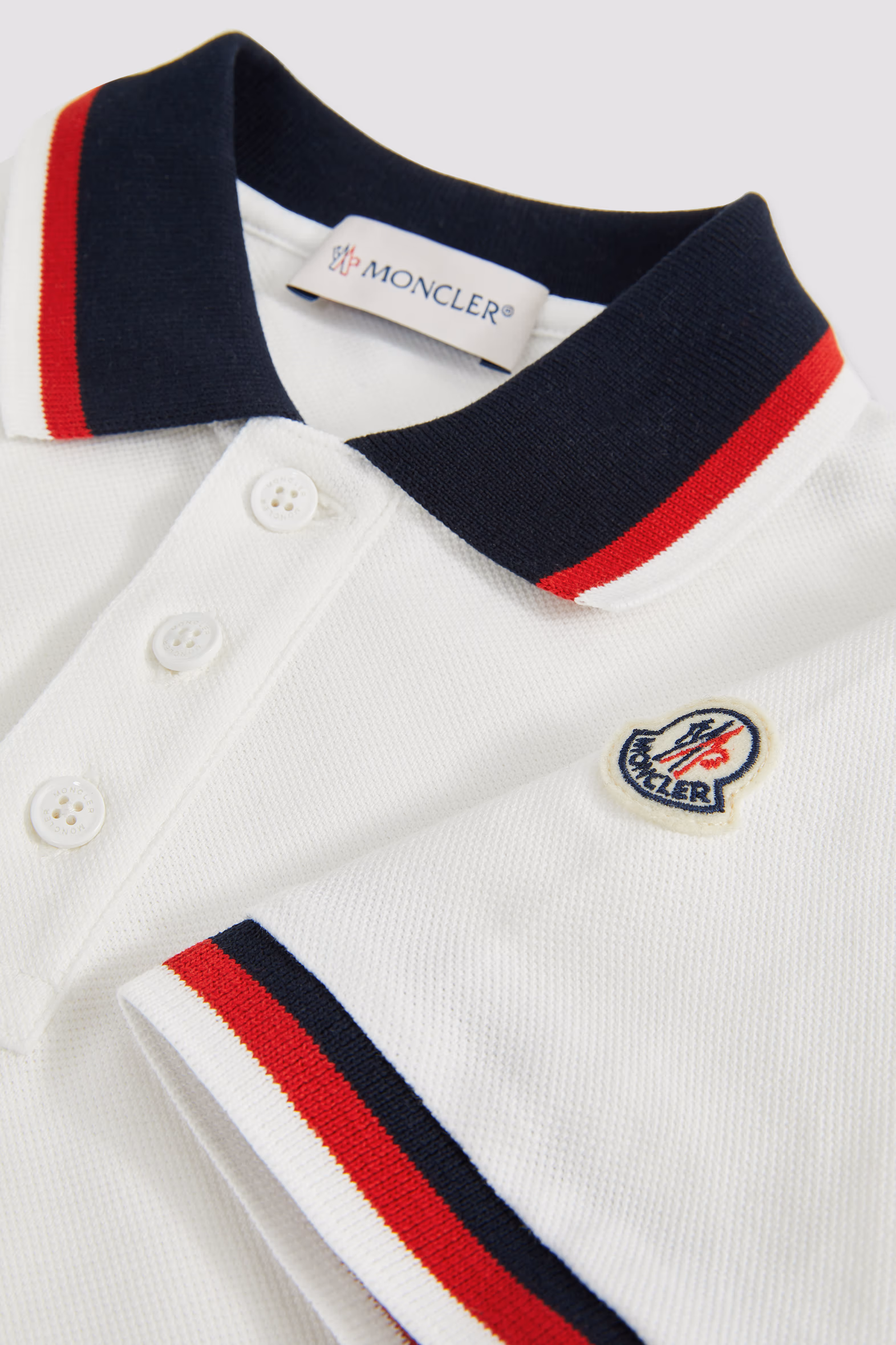 Tricolor-Trimmed Cotton Polo Shirt Boy White Moncler 6